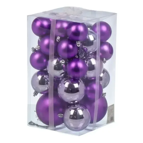 Шары новогодние 32шт сиреневый/розовый F010010 (480058)