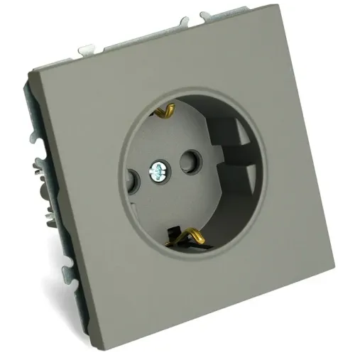 Розетка 2P+Е ЭМИЛИ шторки платиново-сер RST16-5110-10