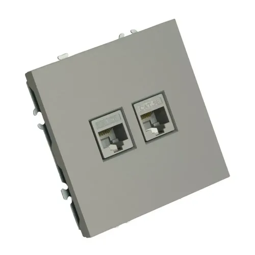 Розетка PC+PC ЭМИЛИ платиново-серый RST00-5111-10