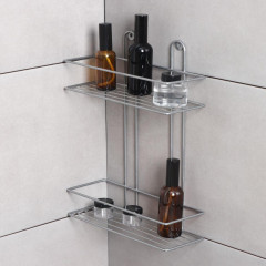 Полка для ванной комнаты прямоугольная 2-х ярусная, 26,5х10,5х35 см, цвет хром