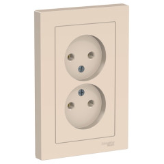 Розетка 2-ая 2P AtlasDesign в сборе беж. SchE ATN000220