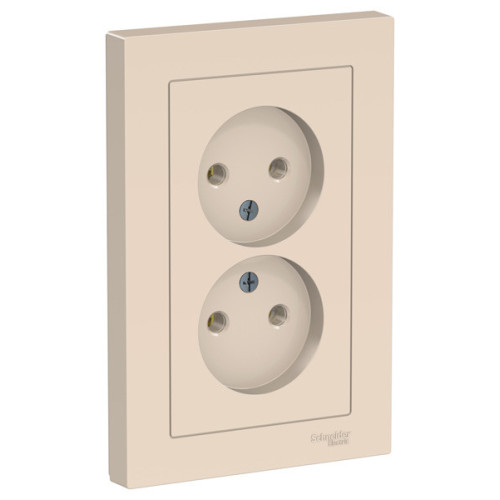 Розетка 2-ая 2P AtlasDesign в сборе беж. SchE ATN000220
