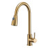 Смеситель для кухни FRAP F60991-3 с выдвижным гибким изливом, сатин золотой