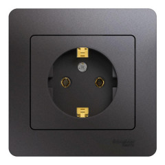 Розетка 2P+E GLOSSA графит GSL001342 (454420) В СБОРЕ