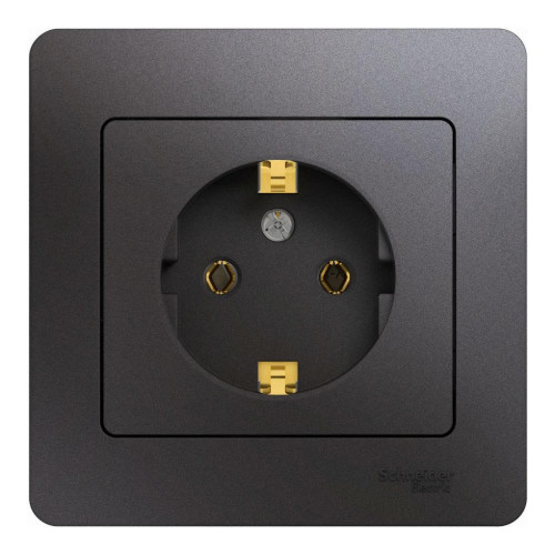 Розетка 2P+E GLOSSA графит GSL001342 (454420) В СБОРЕ