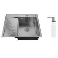 Мойка нерж. врезная РМС, MRK-6350BL-R, 630х500 мм, цвет темн.графит, дозатор, сифон
