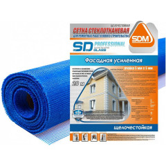 Сетка стеклотканевая SDM SD-GLASS Professional штукатурная 5*5, 160гр/м кв 1м*20м