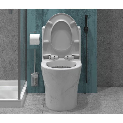 Унитаз-монолит EVA GOLD SM9609 сиденье ДП, МРАМОР безободковый, с гофрой и гибкой подводкой