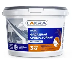 Краска в/д ЛАКРА  Фасадная суперстойкая Белоснежная 3кг Л-С