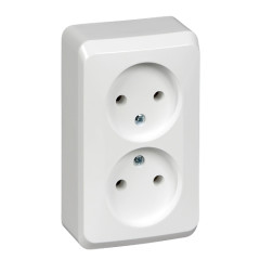 Розетка О/У 2-ая 2P ЭТЮД белый PA16-005B (67457)