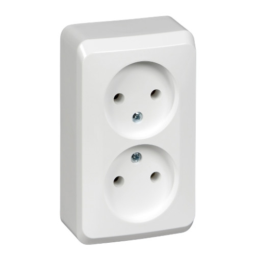 Розетка О/У 2-ая 2P ЭТЮД белый PA16-005B (67457)