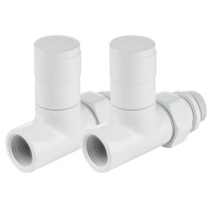 Набор дизайн-вентилей ROYAL THERMO Piano, прямой (белый) ф 1/2