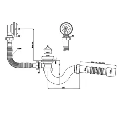 Сифон для ванны АНИПЛАСТ Е155 1 1/2''х40 с гибкой трубой 40х50