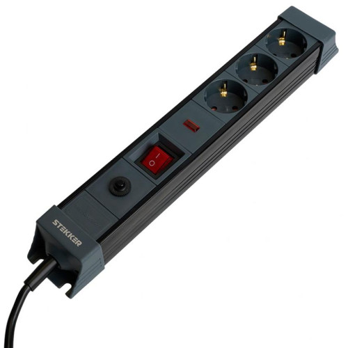 Фильтр сетевой Stekker 3 роз. 16A 1,8м черный HM22-31-02 Techno 50153
