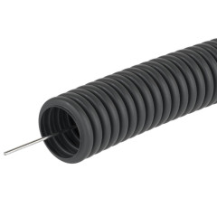 Труба ПНД гофр. с протяжкой ф 25мм черная ДКС (50м)(107796)
