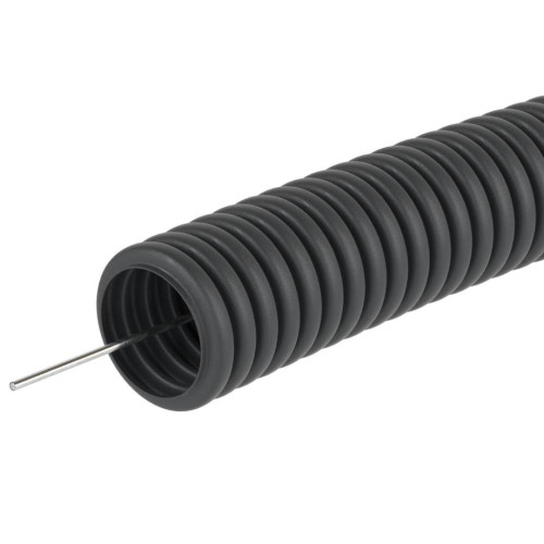 Труба ПНД гофр. с протяжкой ф 25мм черная ДКС (50м)(107796)