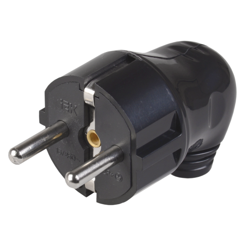 Вилка IEK 2P+E угловая 16А черная EVP11-16-01-K02 (568486)
