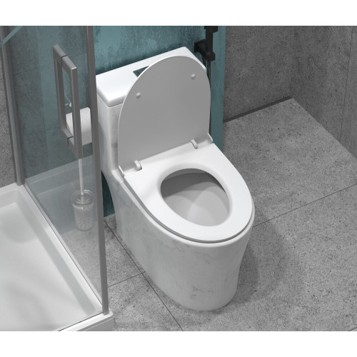 Унитаз-монолит EVA GOLD SM9609 сиденье ДП, МРАМОР безободковый, с гофрой и гибкой подводкой