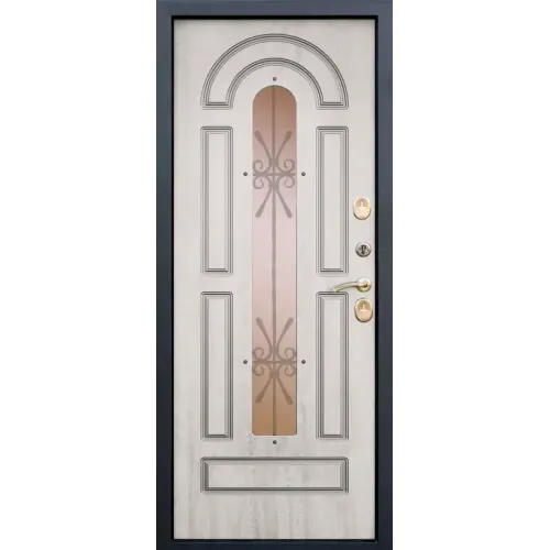 Дверь метал. 13 см VITRA Винорит Патина Грецкий орех/Сосна белая  (2050*960, Правая)