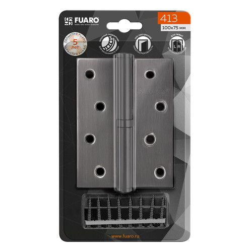 /Петля врезная Fuaro 100*75*2,5  BL/BN черный глянец R (43445)