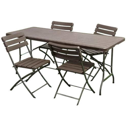 Мебель садовая Green Days Уют 180х75х74см, стол+4 стула, цвет коричневый (325689)