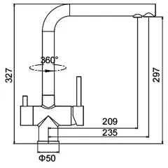 Смеситель для кухни FRAP F43899-3 с каналом для фильтрованной воды, сатин