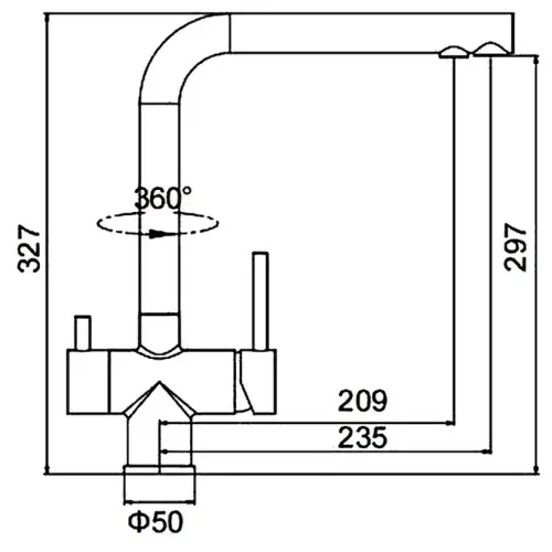 Смеситель для кухни FRAP F43899-3 с каналом для фильтрованной воды, сатин