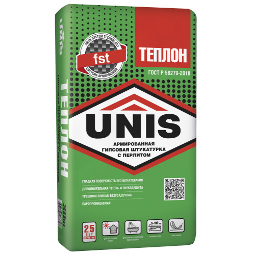 Штукатурка UNIS ТЕПЛОН АРМИРОВАННЫЙ гипсовая 30 кг (*1)