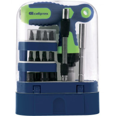 Отвертка СИБРТЕХ Т-образная реверсивная, биты, торцевые головки, 33 шт (13382)