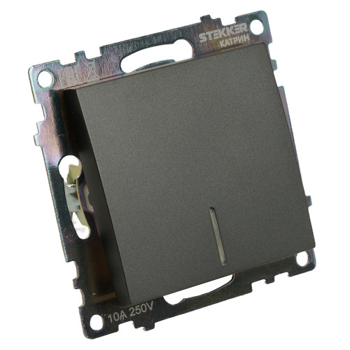 Выключатель 1-кл Катрин с подсветкой графит GLS10-7101-06