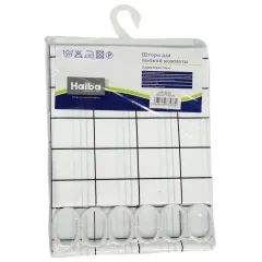 Шторка для ванной HAIBA HB75002 180x180cм 12 колец, белый/клетка (812670)