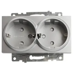 Розетка 2-ая 2P+E Катрин серебро с защитной шторкой GLS16-7114-03