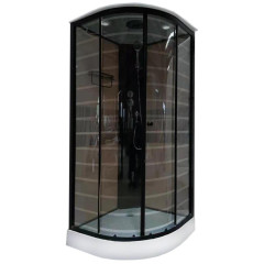 Душевая кабина ДАНА 100х100х215см низ. поддон, полосы, бежевое заднее стекло, 53