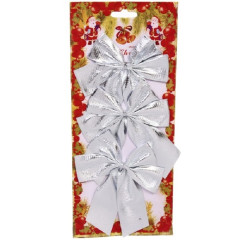 Бант новогодний на ёлку 10х11см серебро, набор 3шт SYHDJ -3419118A N.N