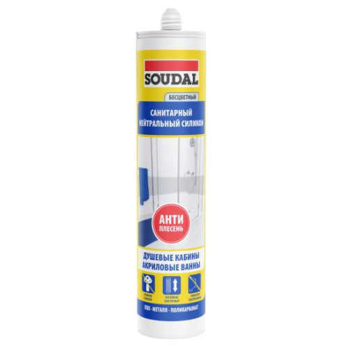 Герметик силиконовый SOUDAL санитарный нейтральный антиплесень прозрачный 280мл (2996)