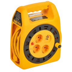Удлинитель на катушке 3-мест. 15м 2Р+РЕ USBх2 LED 3х1.5кв.мм Industrial IEK IN-KP24-16-03-15-UL