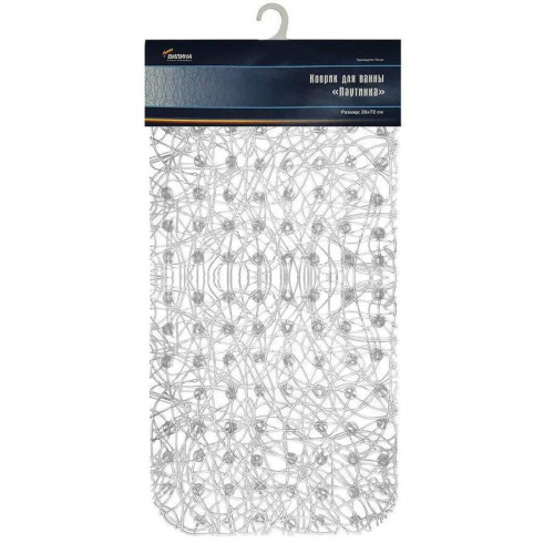 Коврик для ванной на присосках 720х350мм ВИНИЛА Паутинка ПВХ прямоуг. прозрач (575185)