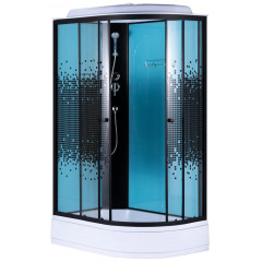 Душевая кабина ДАНА 120х80х210см сред. поддон, переднее стекло пиксели, голубое заднее стекло, левая 482 L