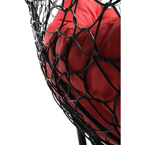 Кресло подвесное с ротангом ДЛЯ ДВОИХ черное с красной подушкой