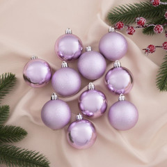 Шары новогодние Глянцевый мороз сиреневый набор 10 шт, диаметр: 5 см (4941791)