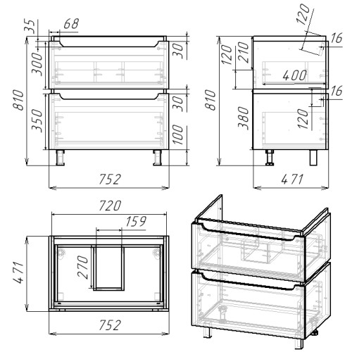 Тумба EVA GOLD 75 