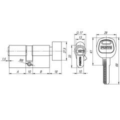 Мех. цилиндр PUNTO 80 (35*10*35) с вертушкой SN никель  (31461)