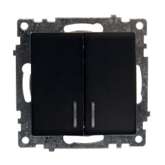 Выключатель 2-кл Катрин с подсветкой черный GLS10-7102-05