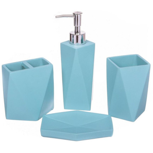 Набор для ванной 4 предмета голубой, полирезина Y324 (316400)
