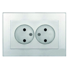 Розетка 2-ая 2P UNIVersal Афина в сборе серебро A0102-S