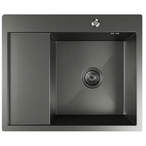 Мойка нерж. врезная MIXLINE PRO 60х50 тол. 3 мм, правая, черный графит, с сифоном