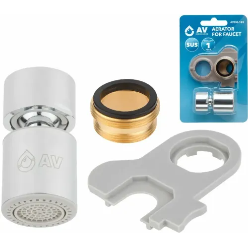 Аэратор для смесителя подвижный AV Engineering с внутрен. резьбой, с ключом и переходником AVSSS-123