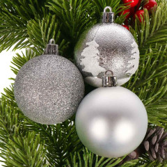 Шары новогодние набор 24шт 6см, серебро (SYQB3-0123085)