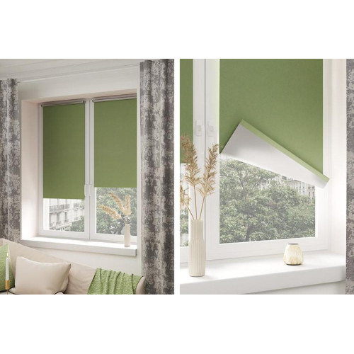 Рулонные жалюзи Блэкаут сильвер 72,5*175 цвет зеленый