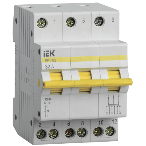 Выключатель-разъединитель трехпозиционный ВРТ-63 3Р 32А IEK MPR10-3-032 (1233258)